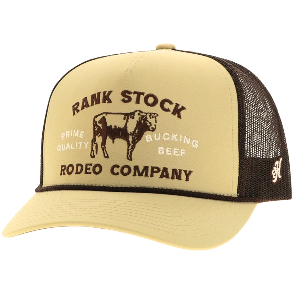 Hooey Men's Rank Stock Rodeo Company Trucker Snapback Hat, Tan/Brown