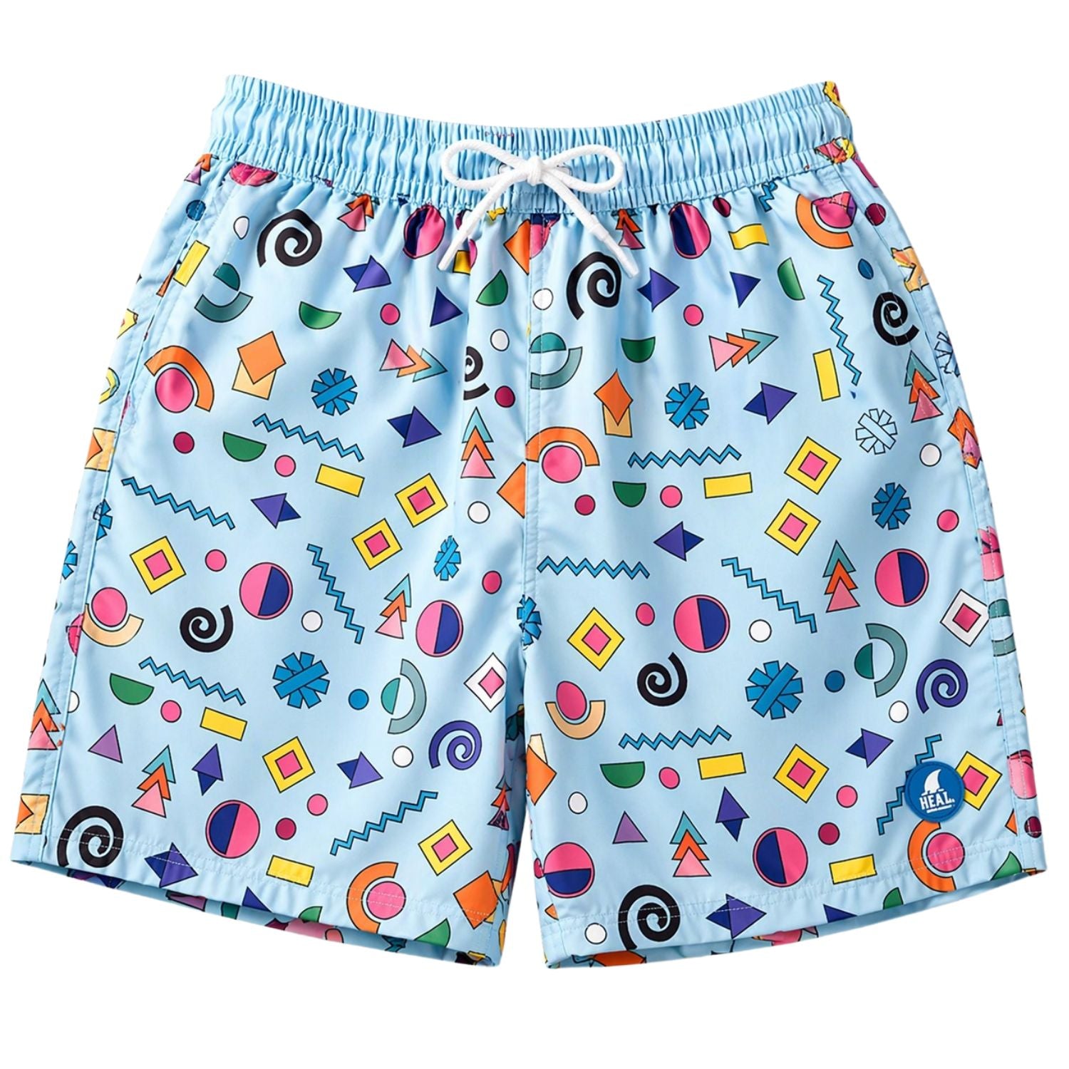 Heat Swimwear Boys Printed Tie Front Swim Trunk Board Shorts, Geometric Forms