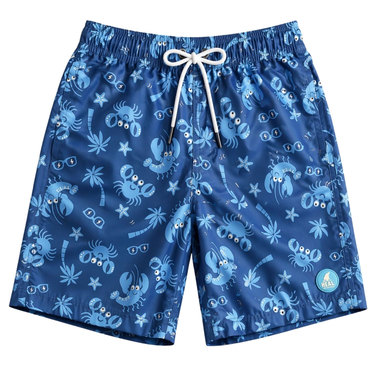 Heat Swimwear Toddler Boys Printed Tie Front Swim Trunk Board Shorts, Blue Crabs