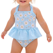 Heat Swimwear Toddler Girls Blue Daisy Peplum Tankini Swimsuit Set