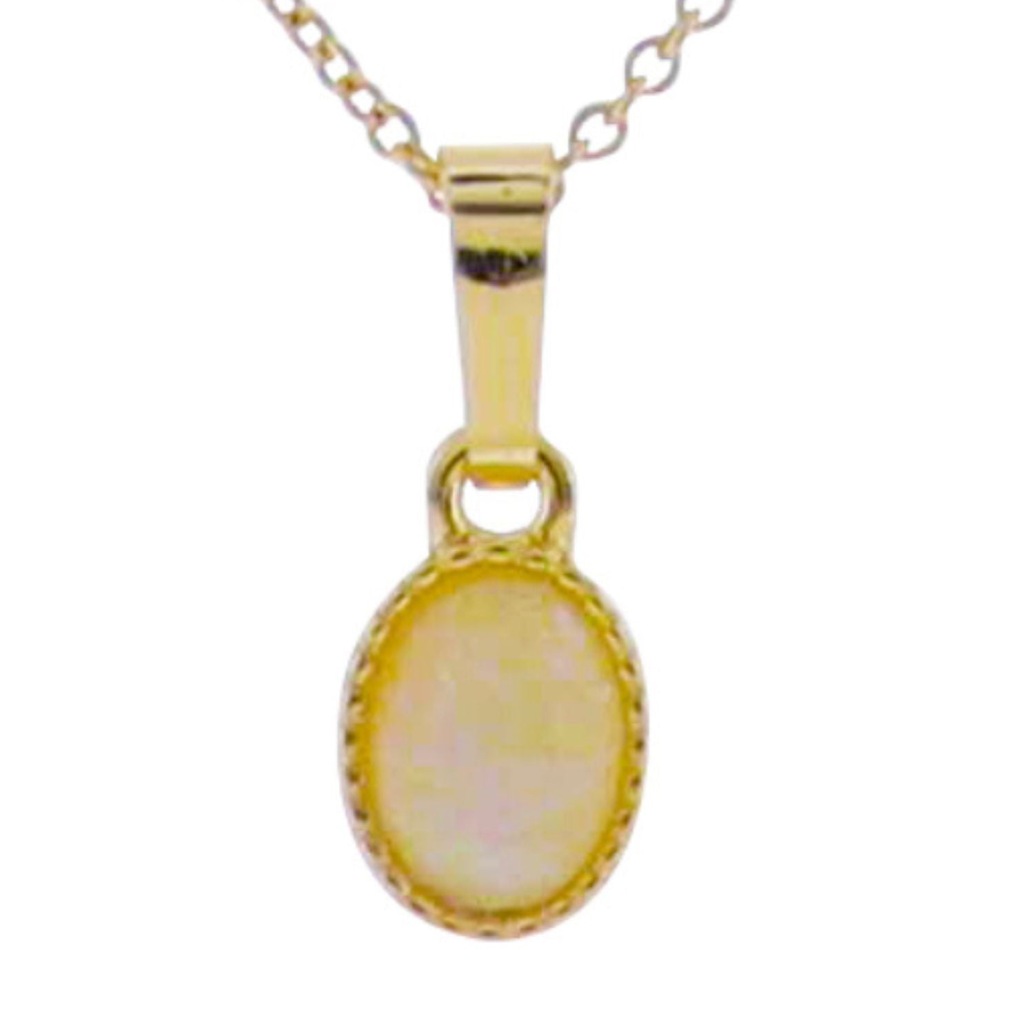 Jane Marie 18k Gold Plated Rolo Chain Necklace with Peach Opal Oval Charm