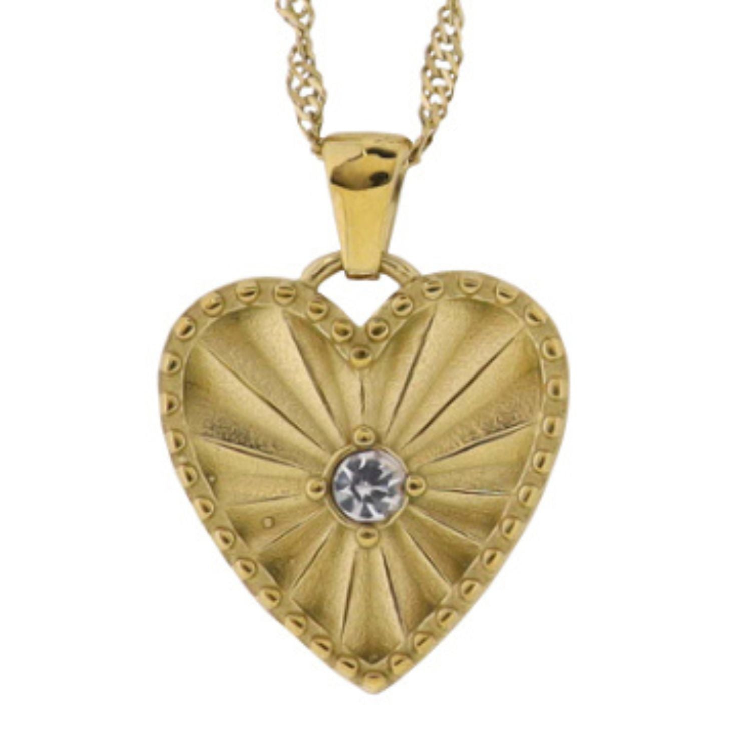 Jane Marie 18K Gold Plated Gold Heart with Crystal Twist Rope Chain Necklace