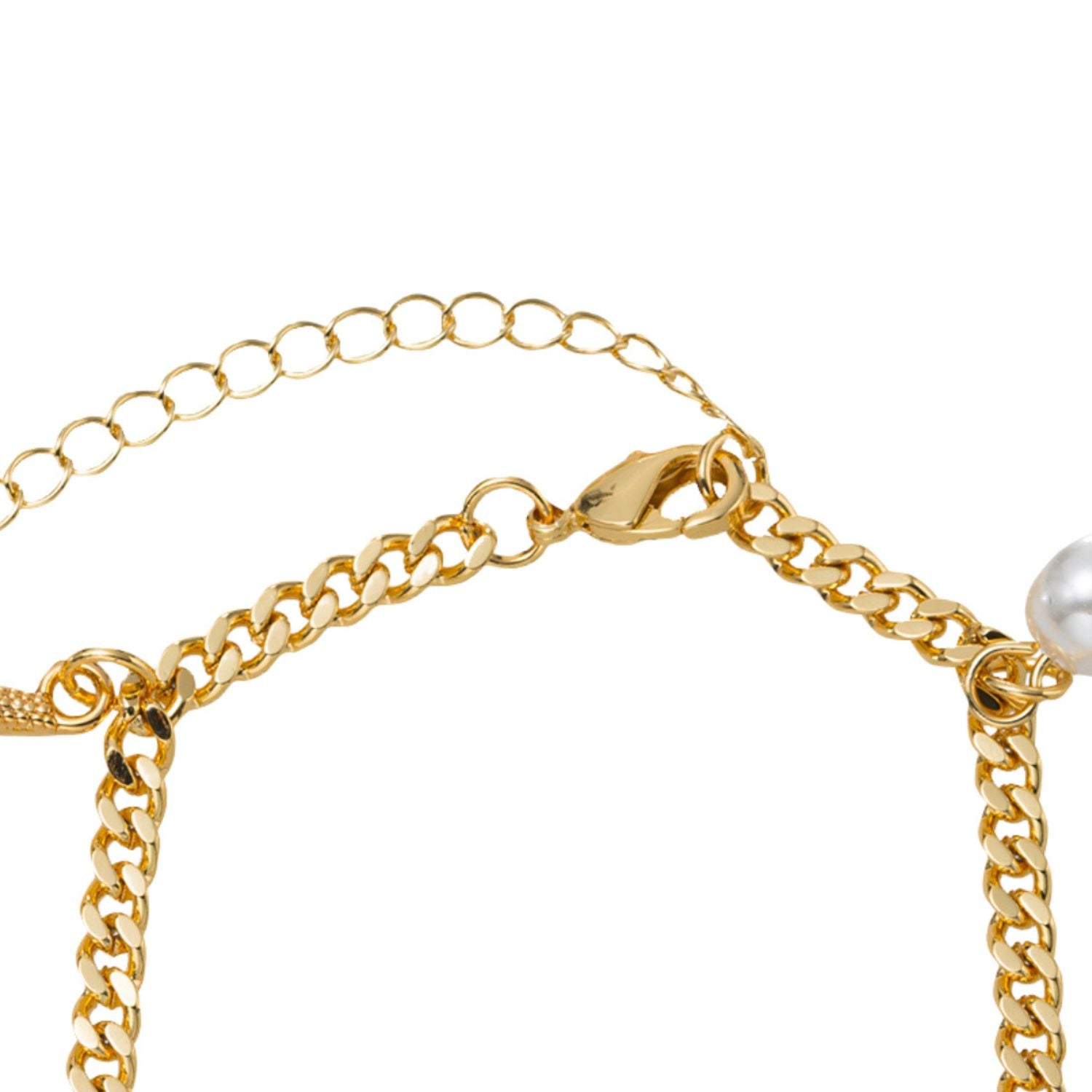 Jane Marie 18k Gold Plated Gold Chain Bracelet with Pearl, Clam, Starfish Charms