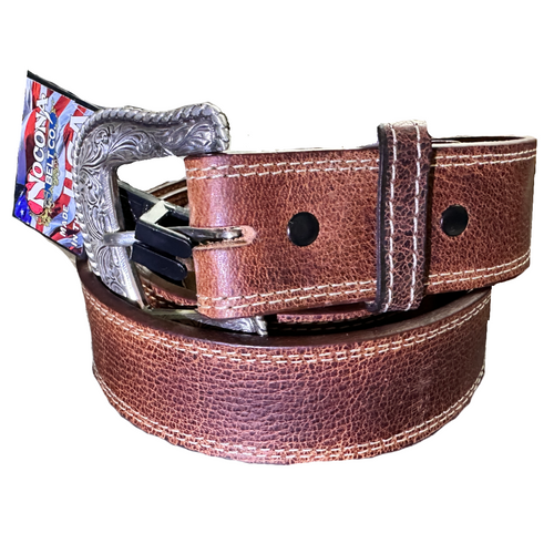 Nocona Men's Leather Houston Made in the USA Western Belt, Brown, 36