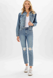 Judy Blue Womens Rhinestone Embellished High Waisted Slim Fit Jeans