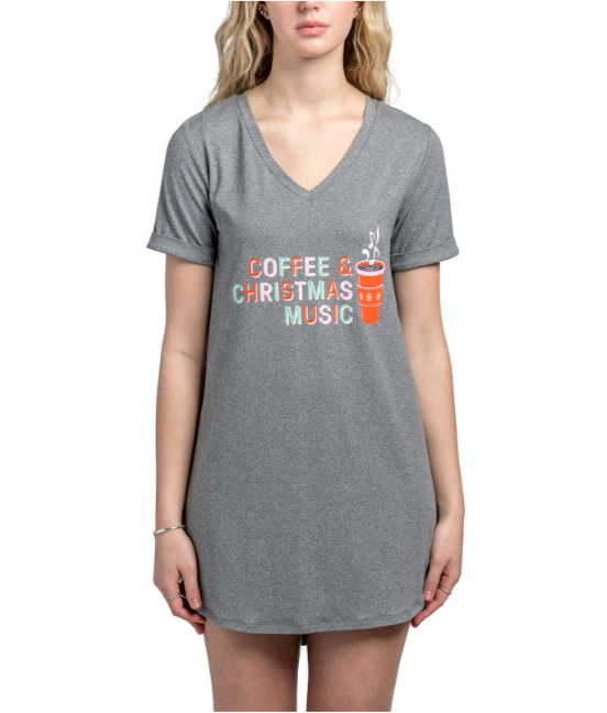 Hello Mello Womens Holiday V-Neck Sleep Shirt