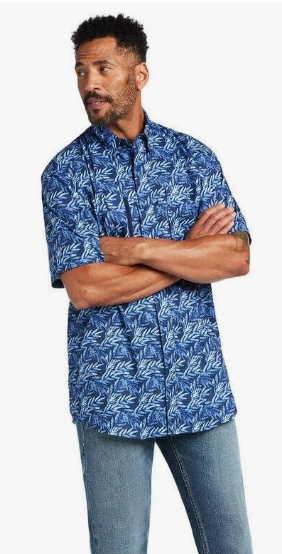 ARIAT Mens Venttek, Cooling, UPF 40, Classic Fit Short Sleeve Button Up Shirt