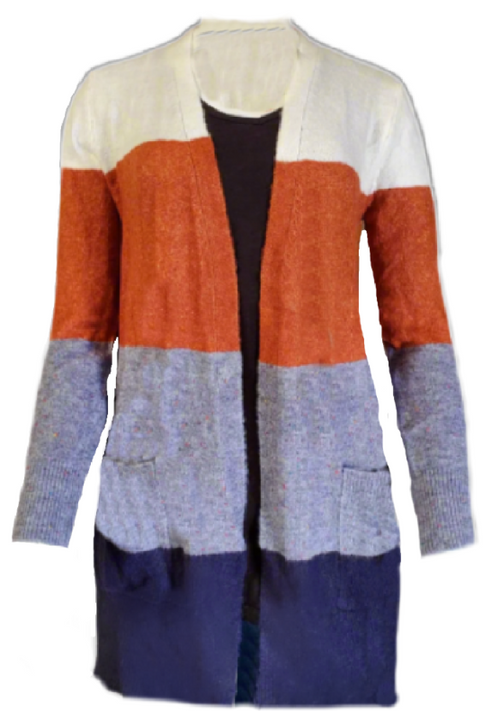 Loved + Adored Womens Colorblock Cardigan Sweater