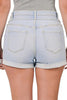 Zenana Womens Cuffed Double Button Denim Shorts