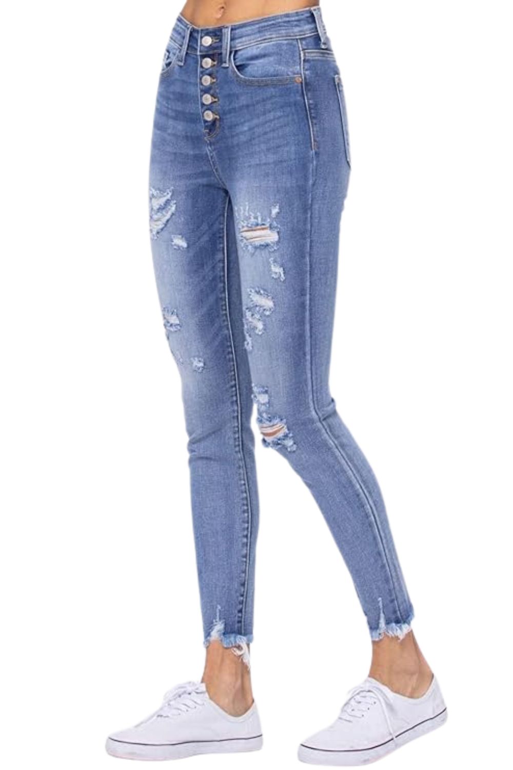 Judy Blue Womens High Waist Destroyed Denim Skinny Jeans