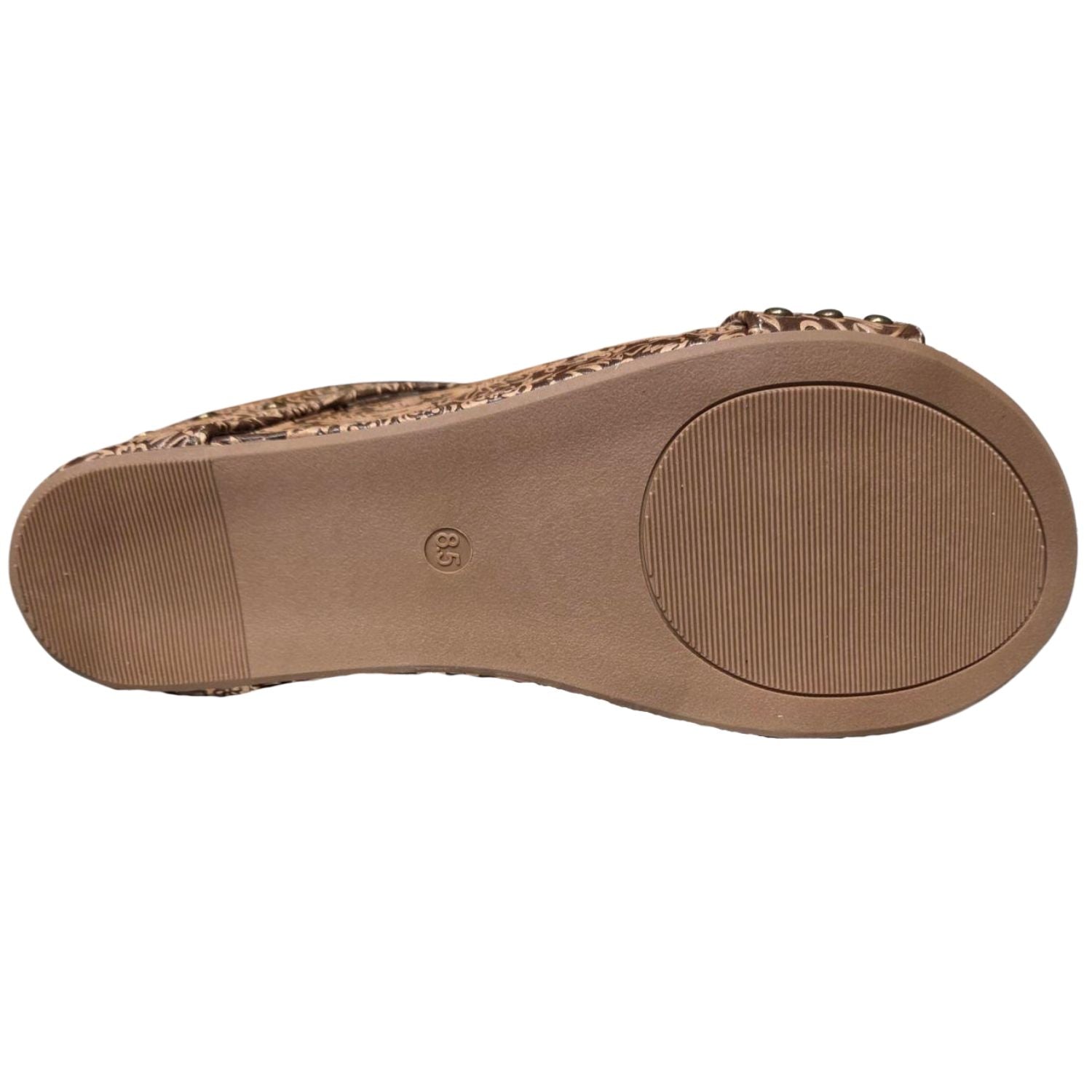 Very G Womens Isabella Tooled 3 Wedge Heel Platform Sandal, Nude