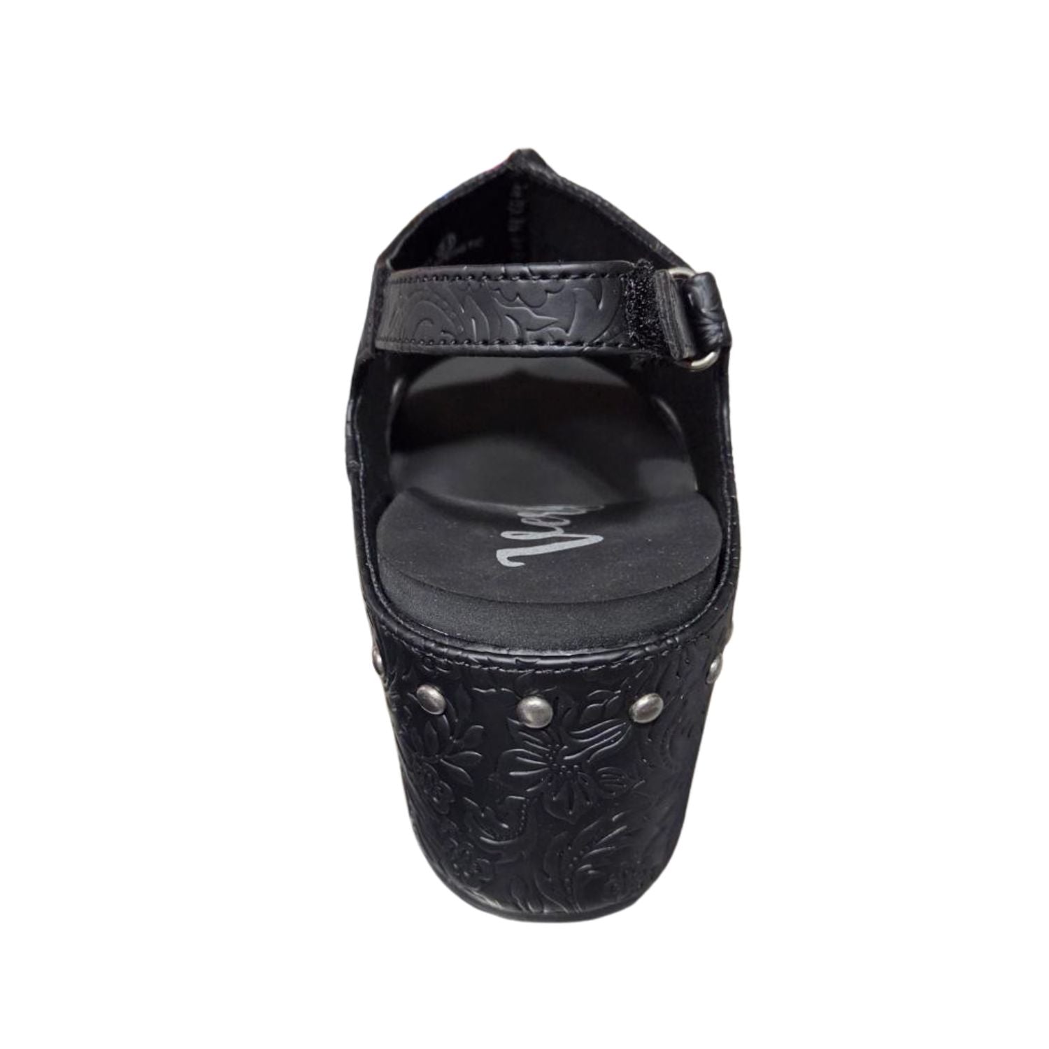 Very G Womens Isabella Tooled 3 Wedge Heel Platform Sandal, Black