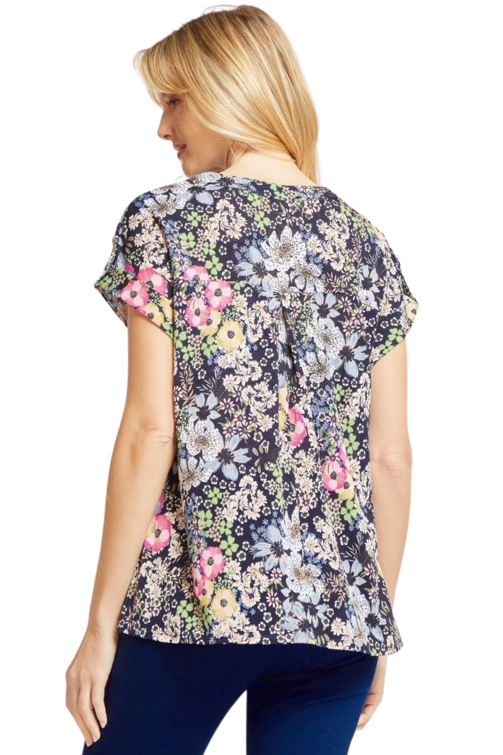 Dear Scarlett Womens Lizzy Short Sleeve Relaxed Flowy Blouse