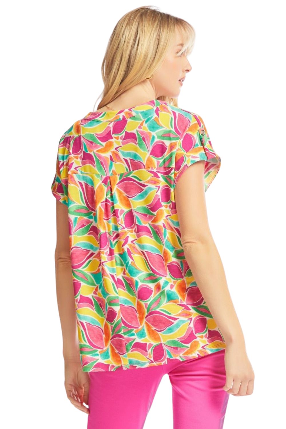 Dear Scarlett Womens Lizzy Short Sleeve Relaxed Flowy Blouse