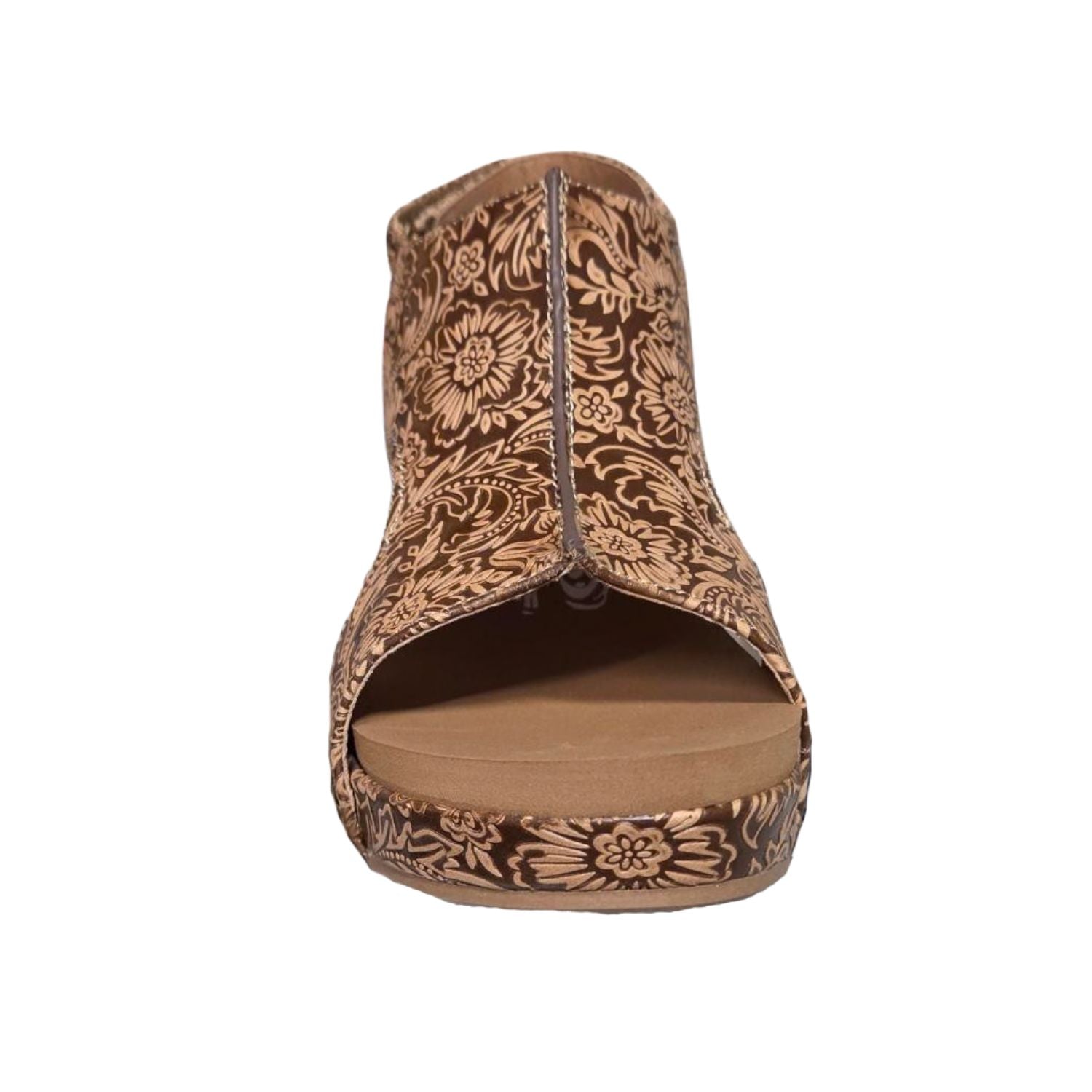 Very G Womens Isabella Tooled 3 Wedge Heel Platform Sandal, Nude
