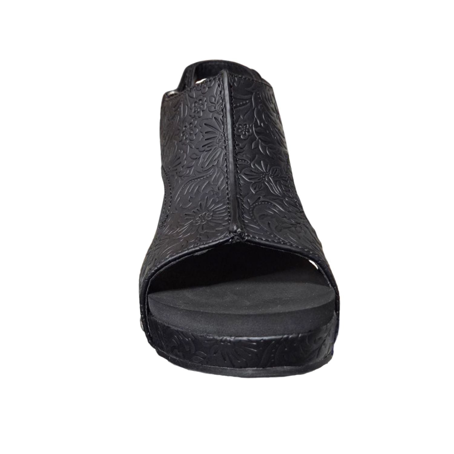 Very G Womens Isabella Tooled 3 Wedge Heel Platform Sandal, Black