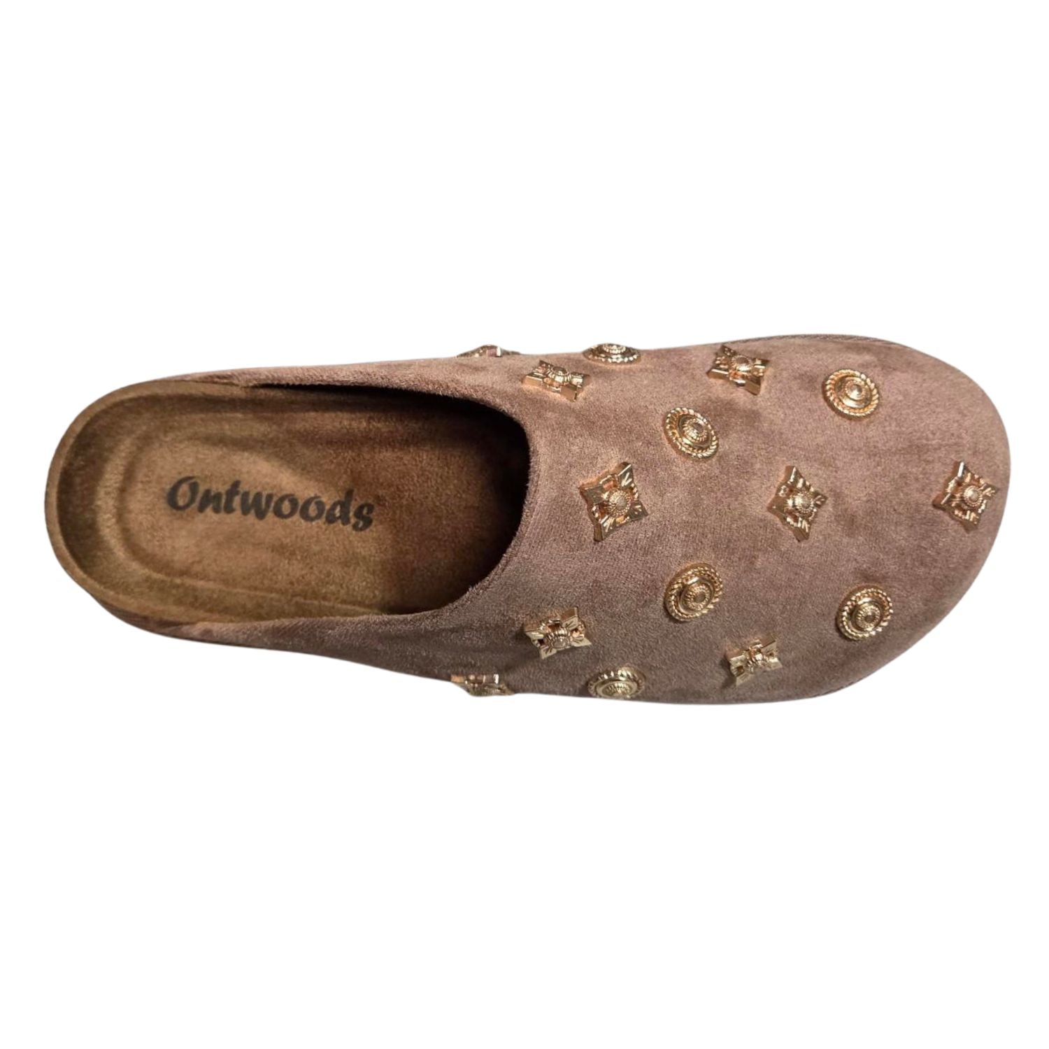 Outwoods Womens Sunday-3 Studded Suede Mule with Platform Sole