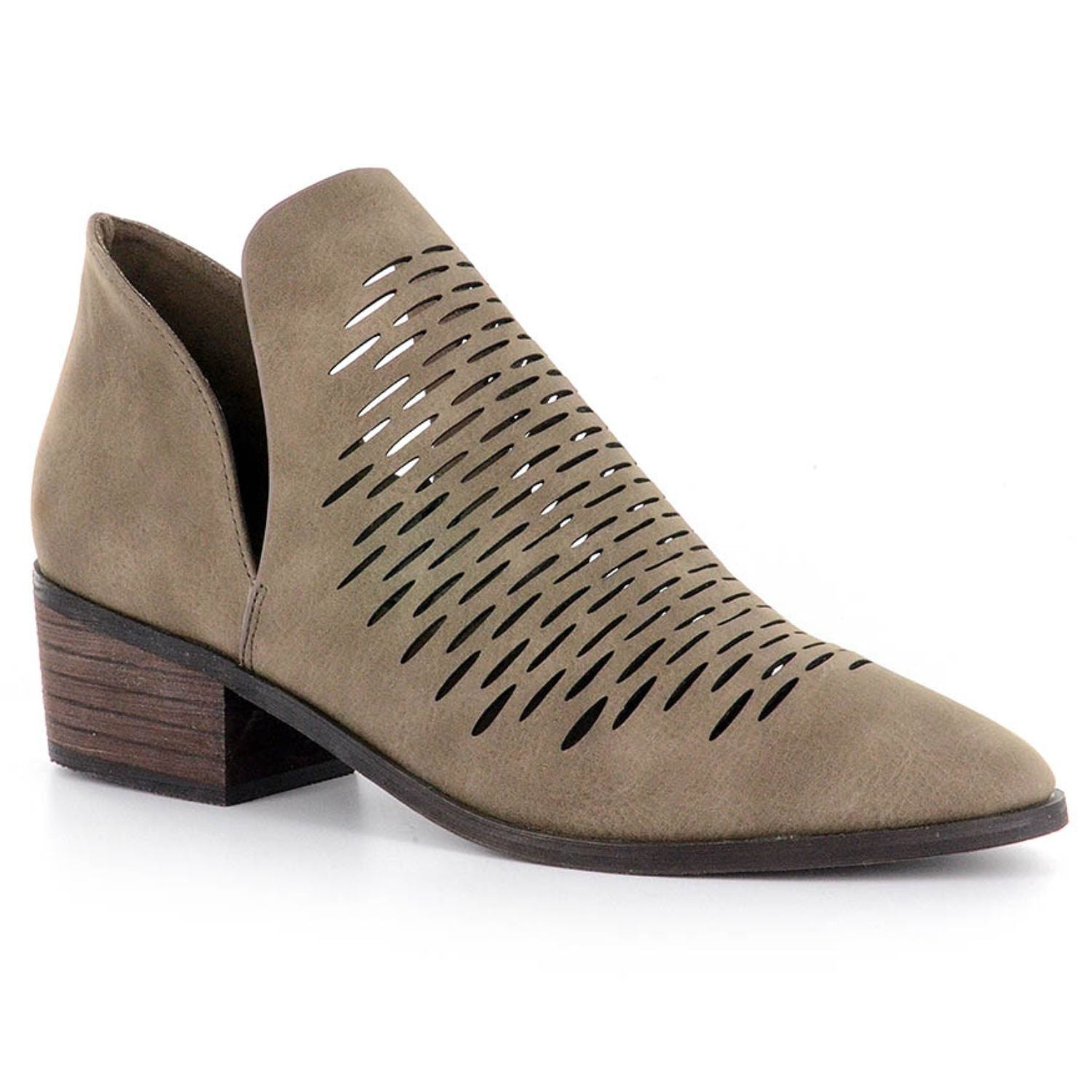 Corkys Womens Trench Laser Cut Block Heel Booties