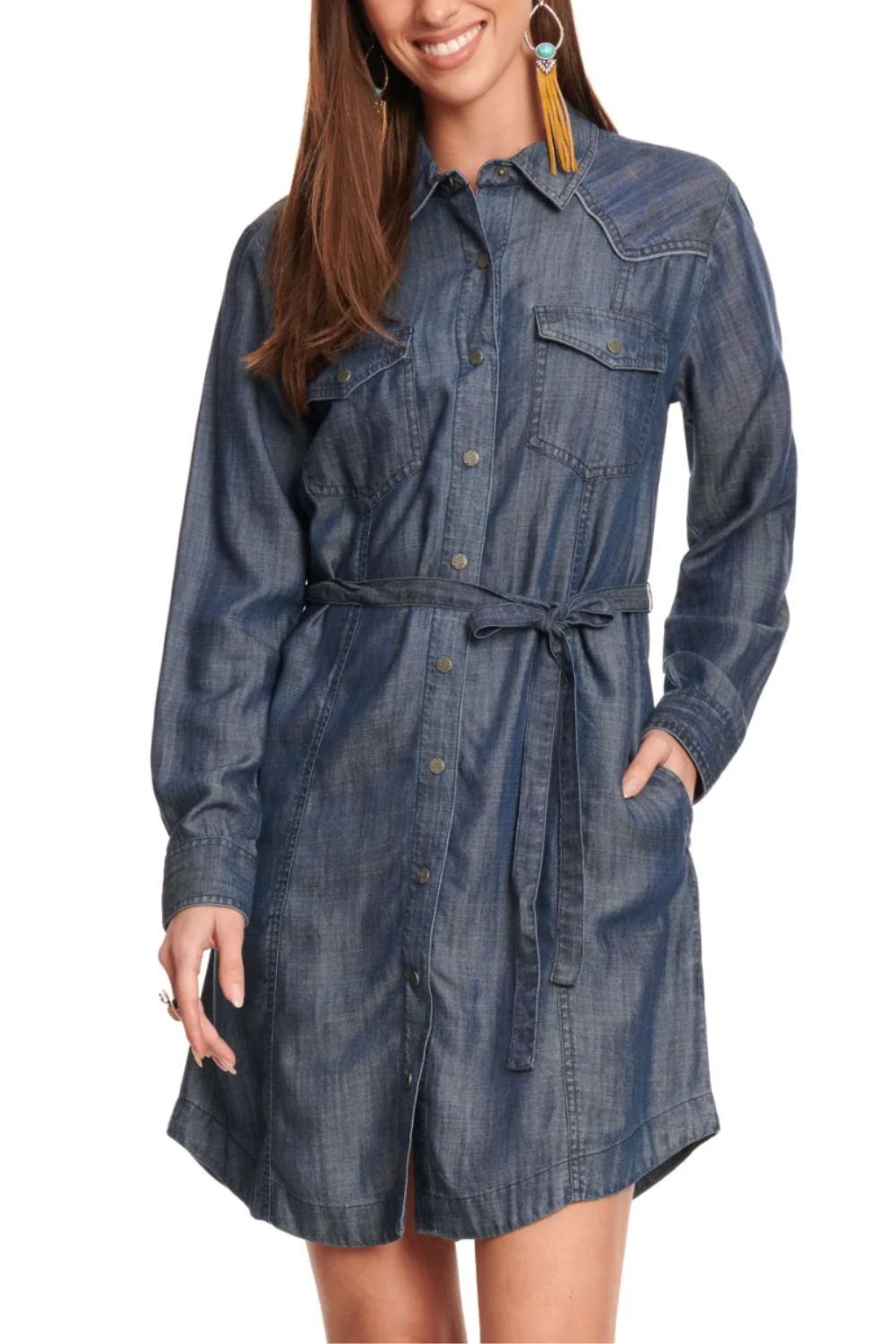 Ariat Womens Denim Blue Classic Dress with Pockets