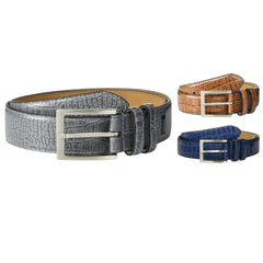 Greg Norman Mens Embossed Croc Print Leather Belt