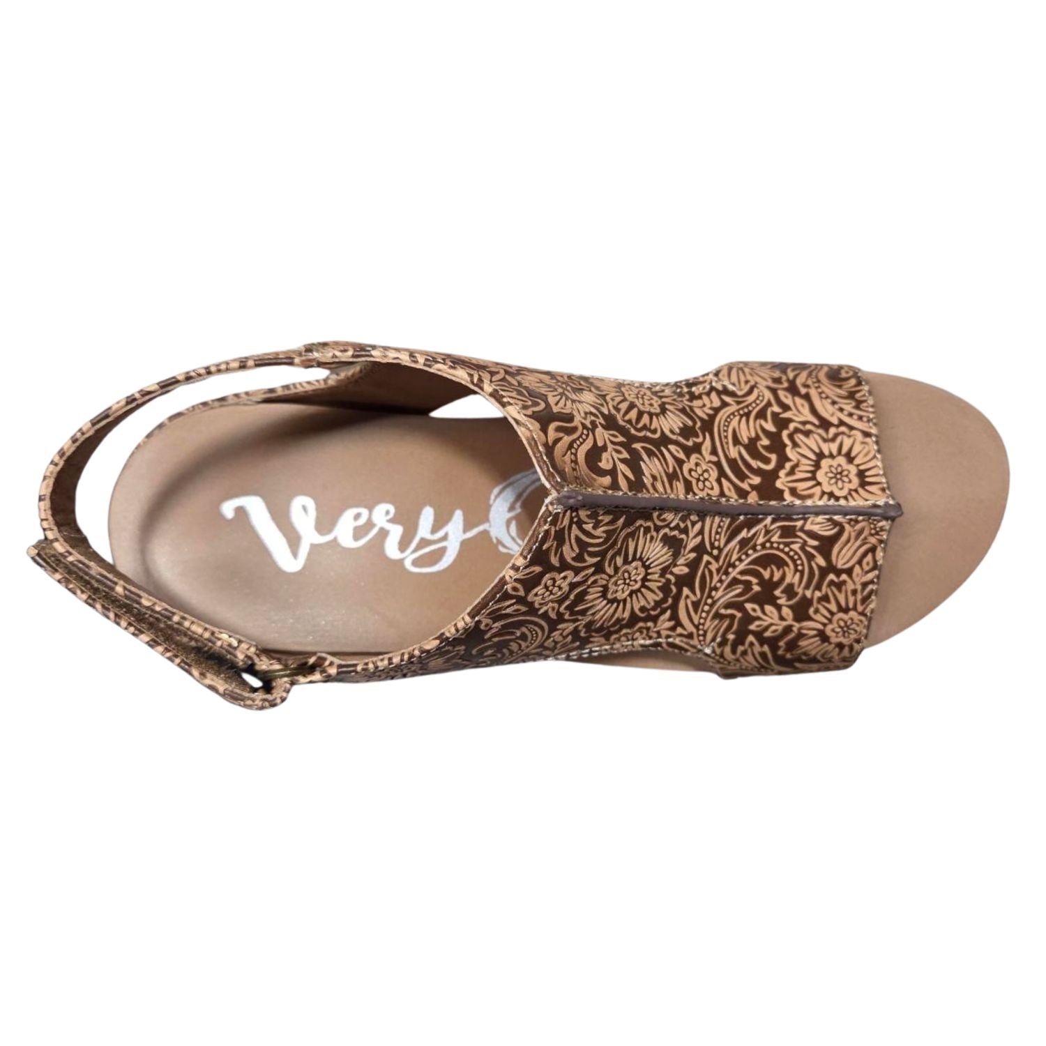 Very G Womens Isabella Tooled 3 Wedge Heel Platform Sandal, Nude