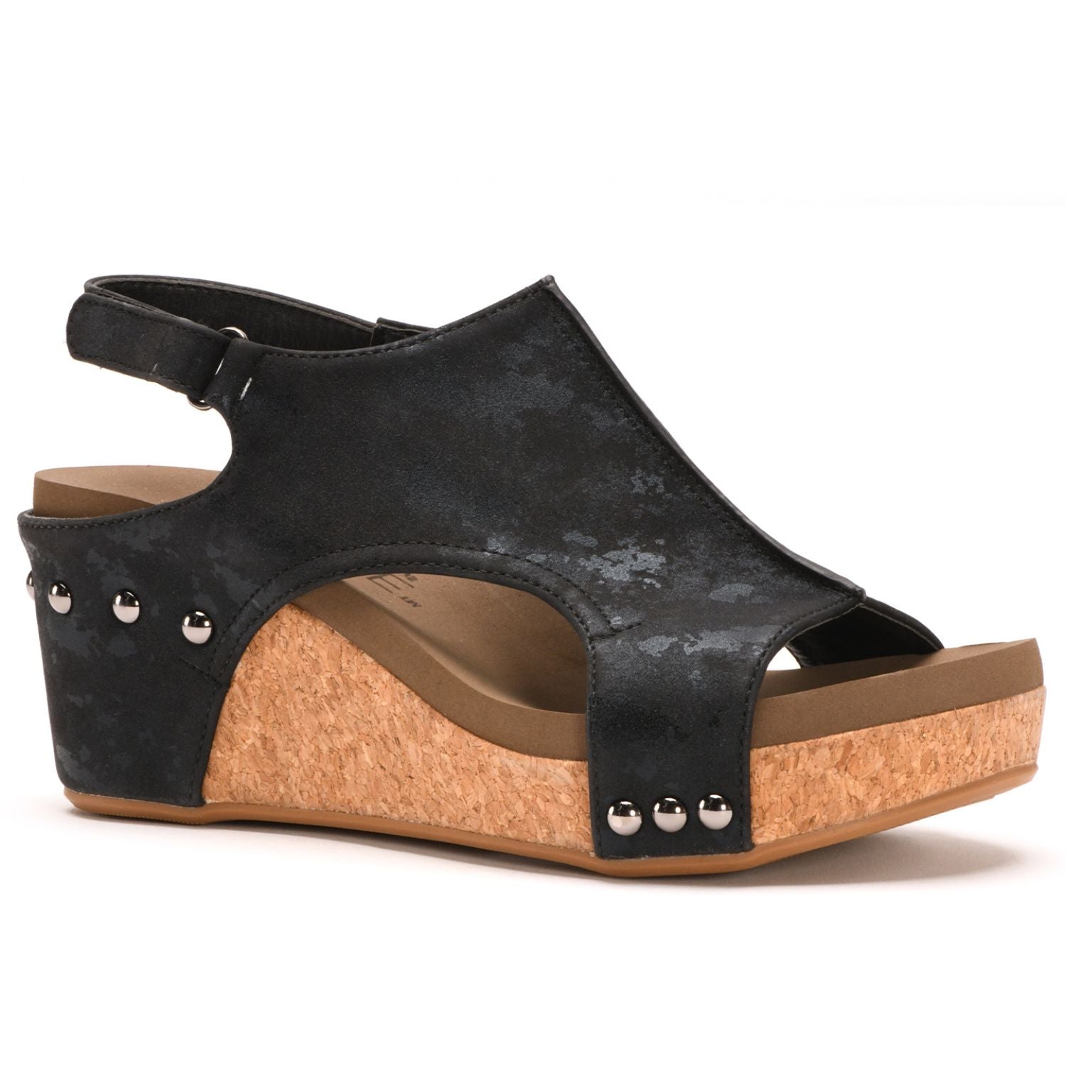 Corkys Boutique Womens Carley Faux Leather Wedge Heel Sandals