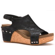 Corkys Boutique Womens Carley Faux Leather Wedge Heel Sandals