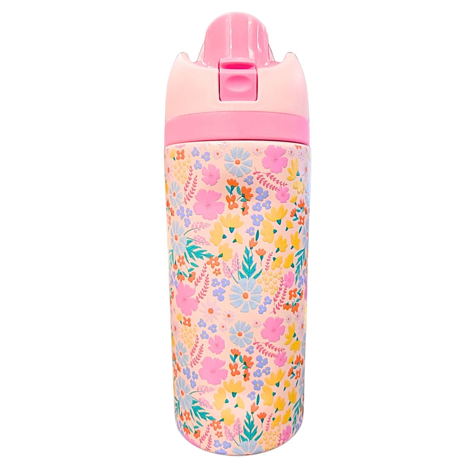 Jane Marie Kids Girls Flourish & Bloom Floral 16oz Water Bottle With Straw Cap