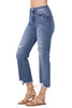 Judy Blue Womens Destroyed Raw Hem Straight Crop Jeans