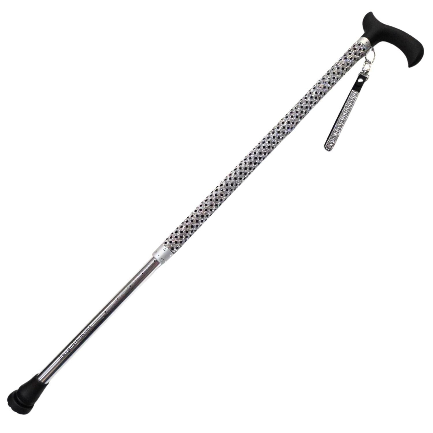 Jacqueline Kent Adjustable Crystal Rhinestone Fashion Walking Cane, Silver Black