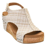 Corkys Womens Carley Sand Tweed Wedge Heel Sandal