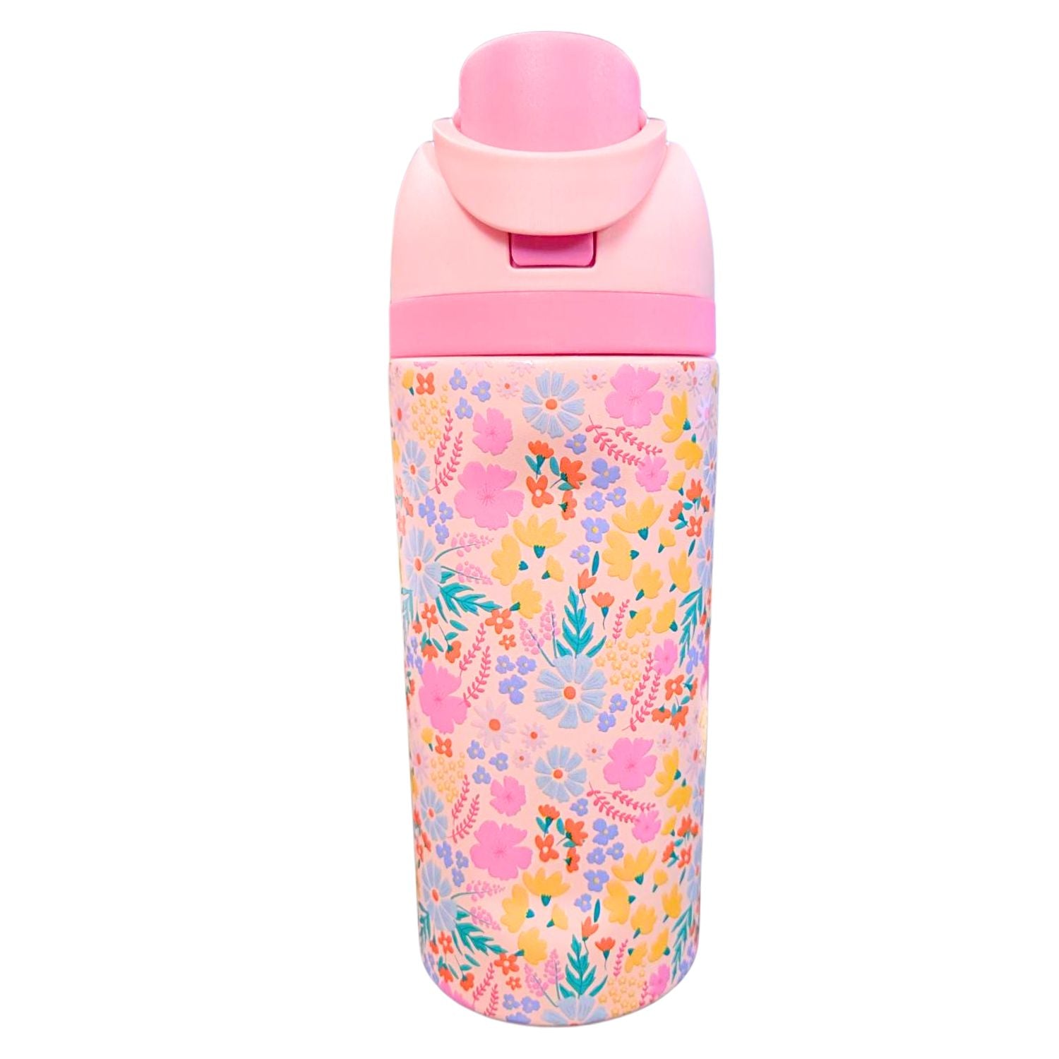 Jane Marie Kids Girls Flourish & Bloom Floral 16oz Water Bottle With Straw Cap