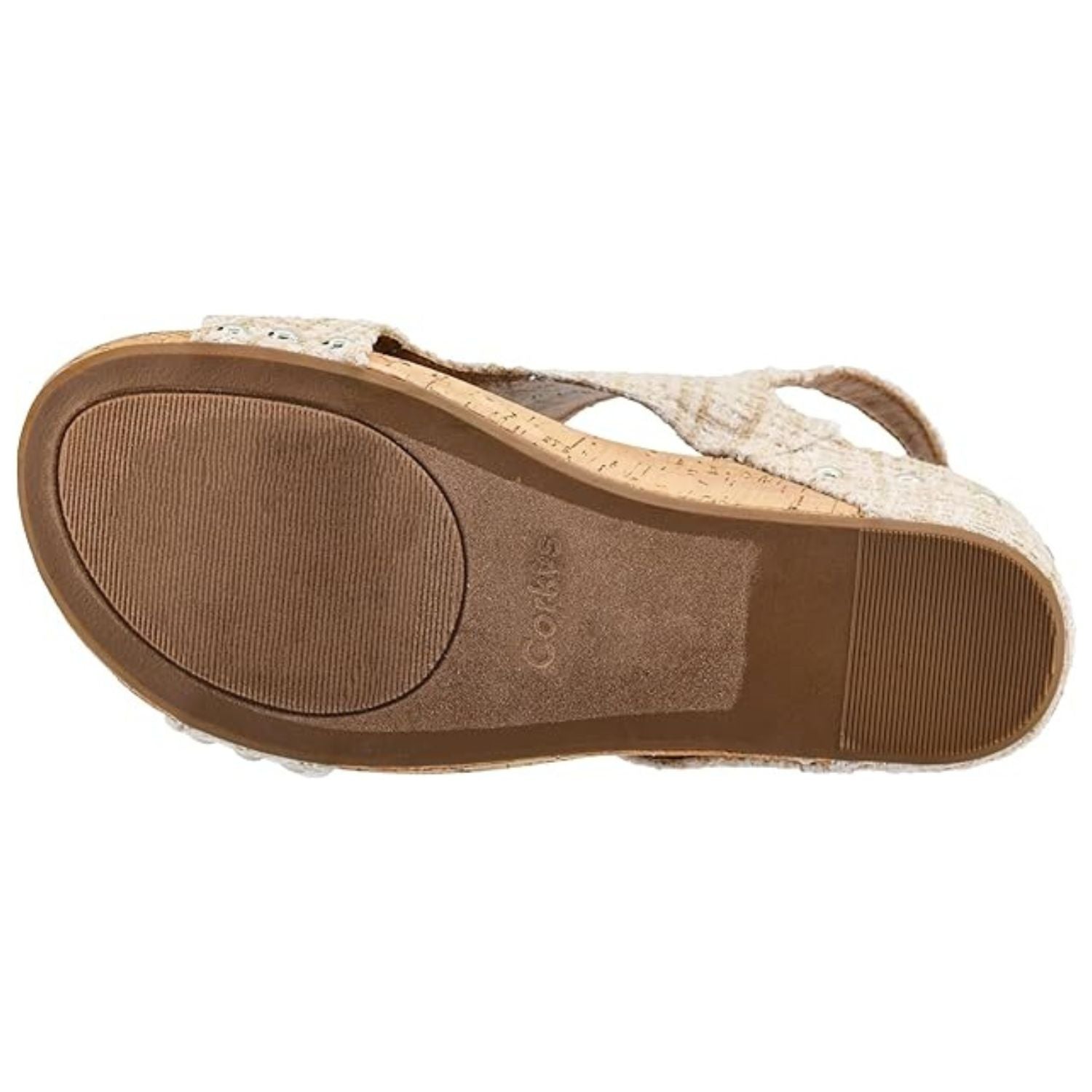 Corkys Womens Carley Sand Tweed Wedge Heel Sandal