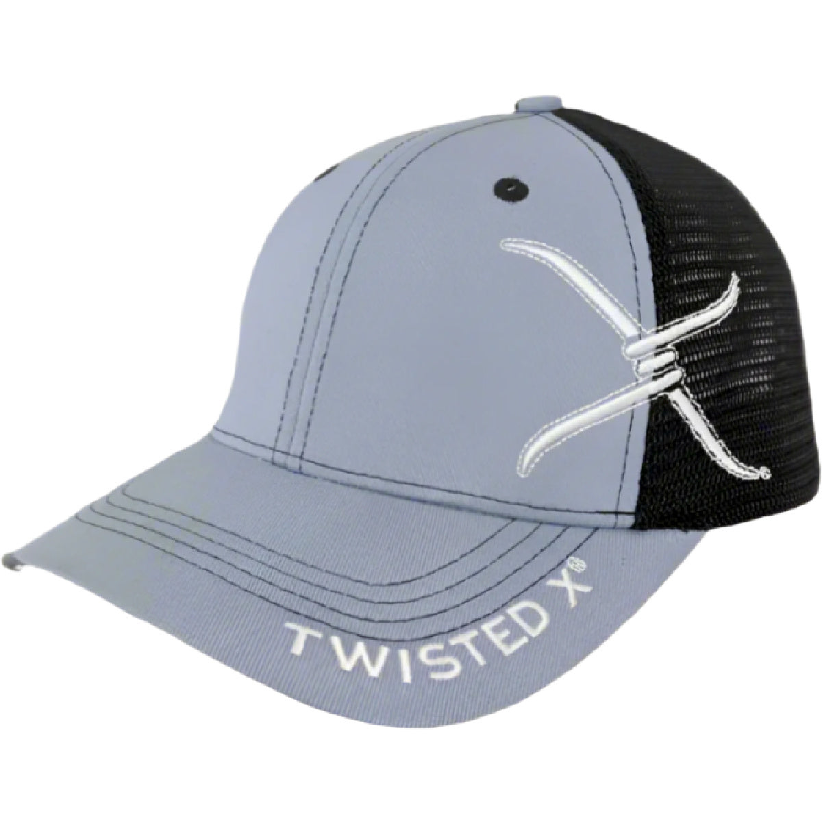 Twisted X Mens Adjustable Snapback Mesh Cap Hat (Grey/Black)