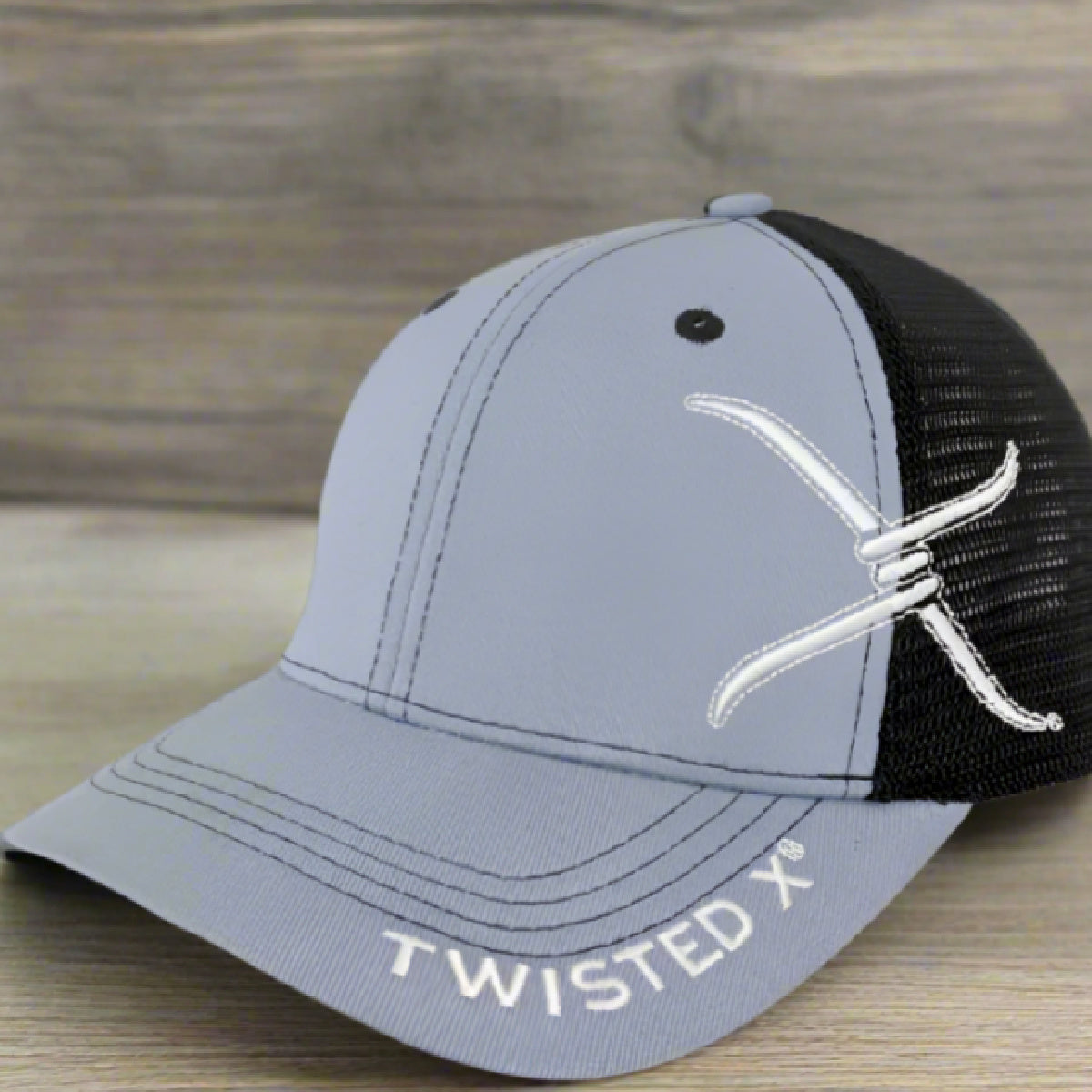 Twisted X Mens Adjustable Snapback Mesh Cap Hat (Grey/Black)