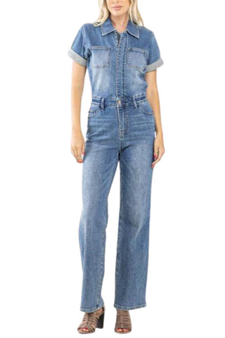 Judy Blue Womens High Waist Denim Overall Skirt