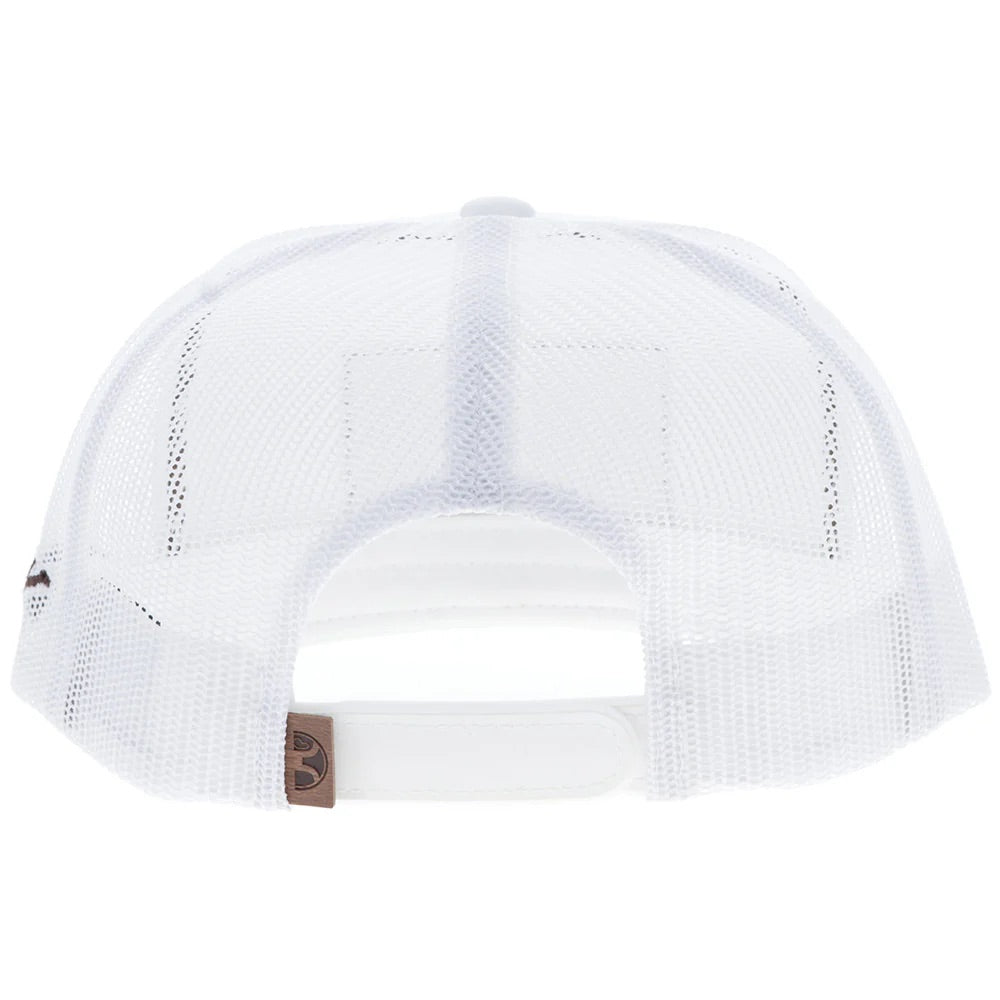 Hooey Mens Liberty Roper Adjustable Snapback Cap Hat- White With Leather Patch