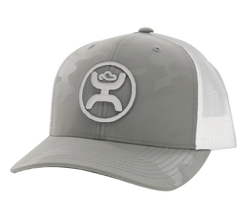 Hooey Mens "O Classic" Grey Camo & White Curved Bill Snapback Hat Cap