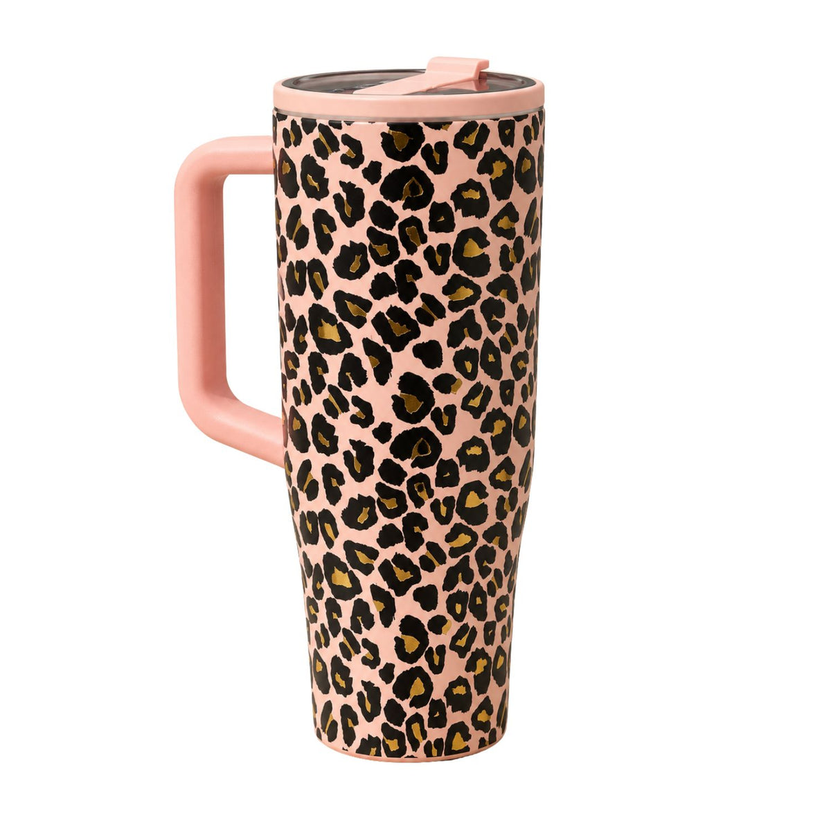 **Pre-Order** Olive & Brown 40 fl oz Stainless Steel Insulated Gold Leopard Straw Tumbler