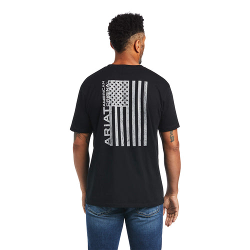 Ariat Mens Woodgrain Flag Short Sleeve T-Shirt