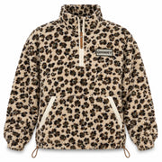Hooey Women's Kodi Ultra Soft Teddy Fleece Quarter Zip Pullover, Tan Leopard
