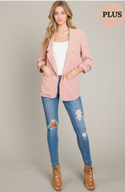Heyson Women's Open Front Blazer, Rose Petal, 1X