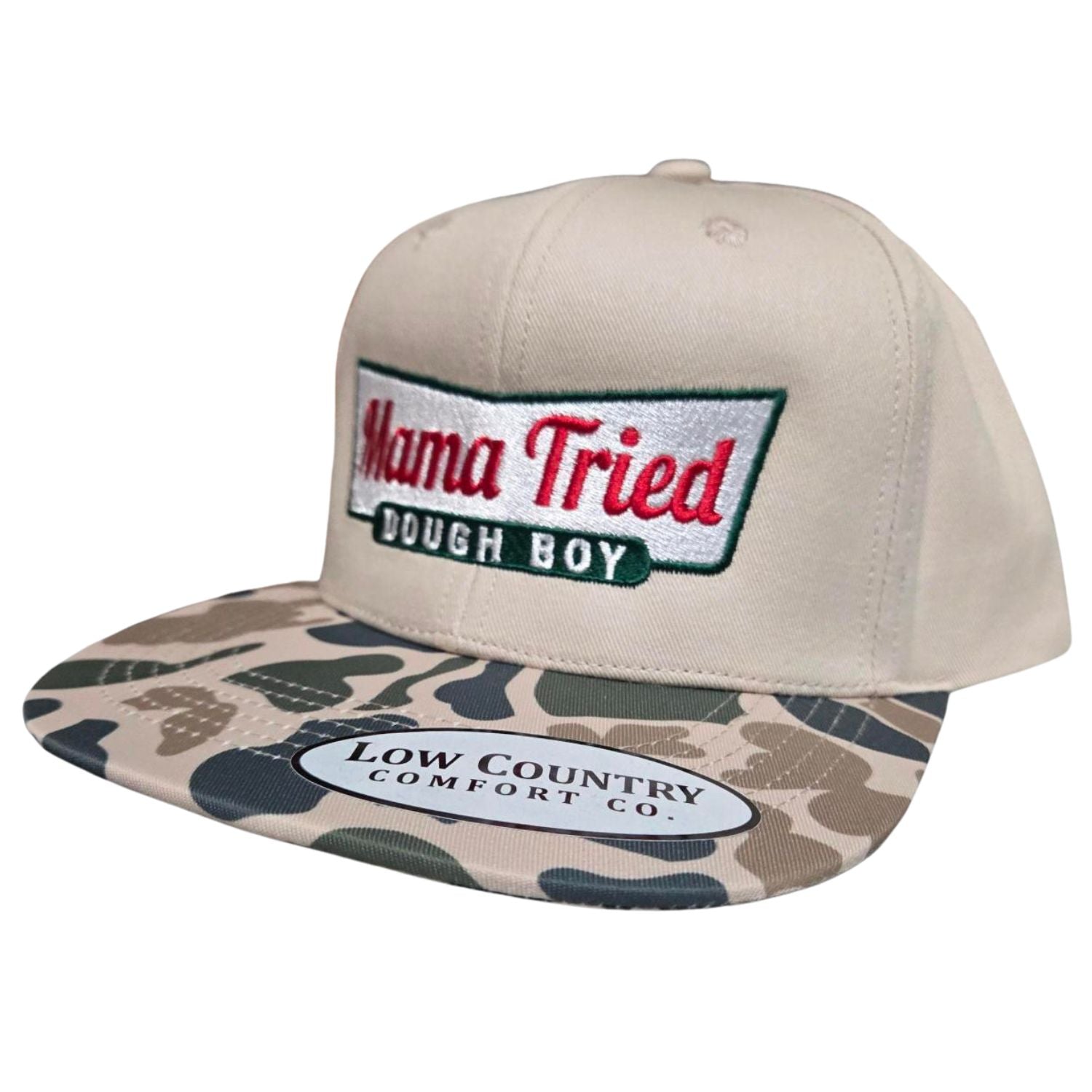 Riverbed Threads Mama Tried Adjustable Snapback Cap Hat, Beige / Old School Camo