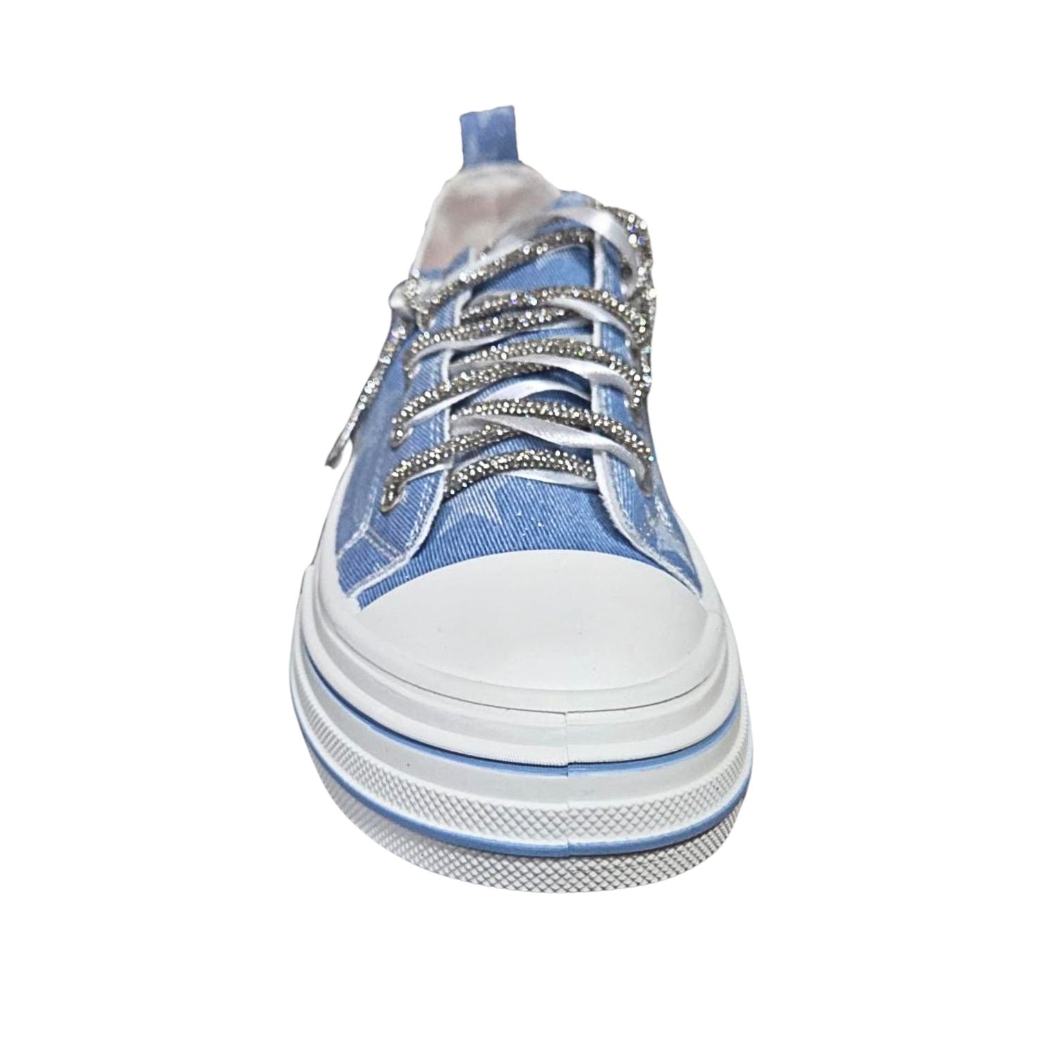 Very G Womens Aman USA Lace Up Platform Slip On Canvas Sneaker, Light Denim