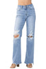 Judy Blue Womens High Waist Destroyed Knees 90's Straight Fit Jeans