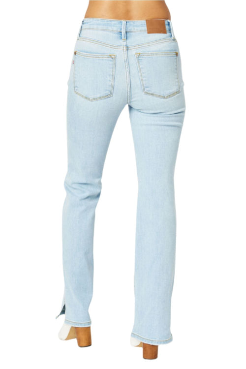 Judy Blue Womens Mid Rise Slit Hem Bootcut Jeans