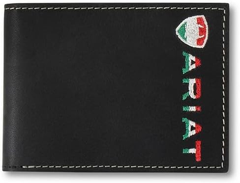 Ariat Mens Mexican Flag Embroidered Logo Bifold Wallet