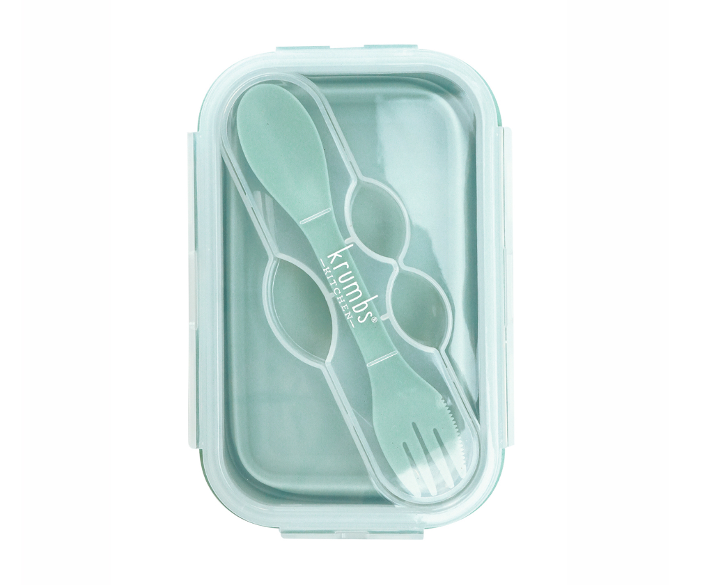 Krumbs Kitchen Essentials Silicone Collapsible Lunch Container with Spoon/Fork