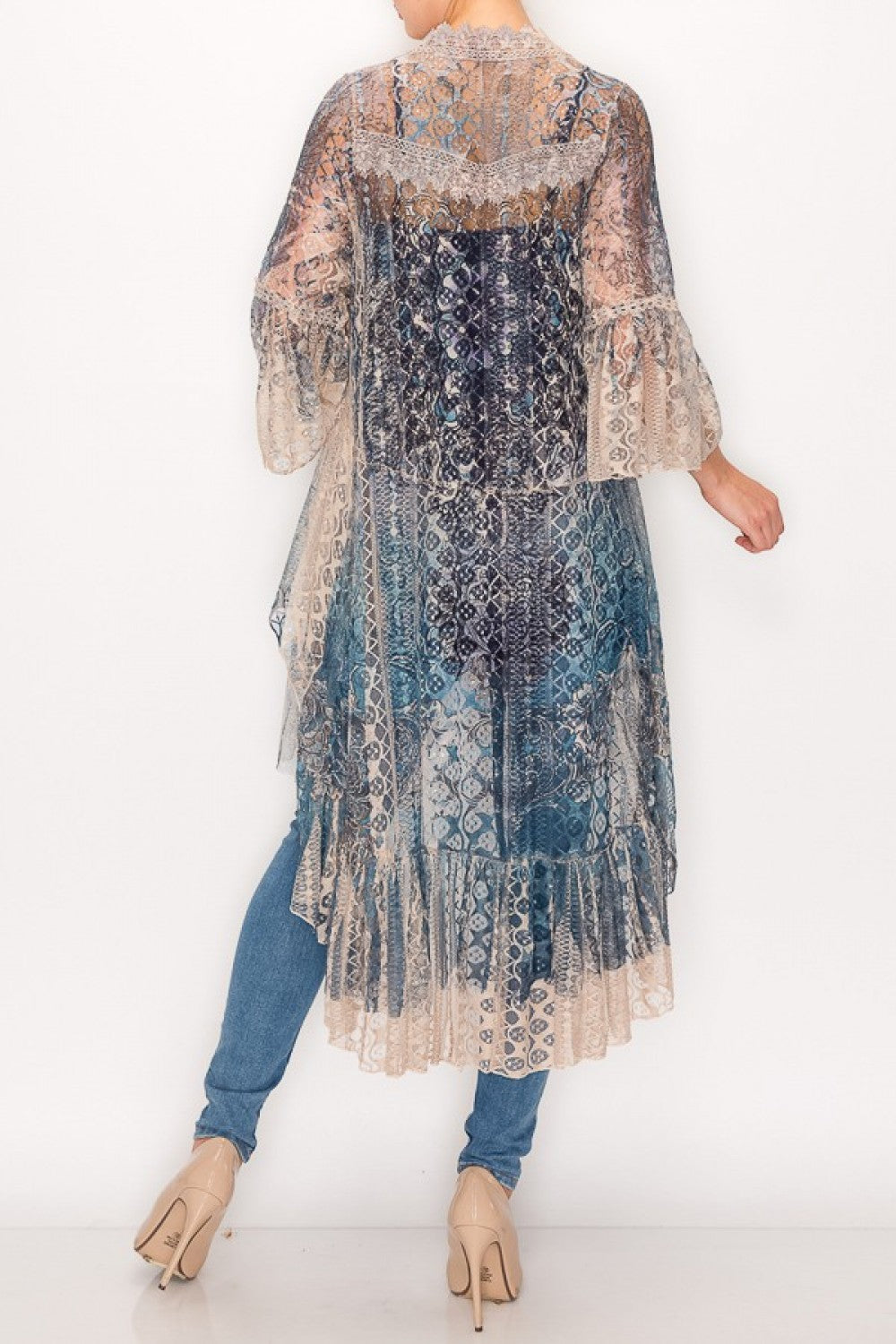 Origami Womens All Lace High Low Duster Cardigan