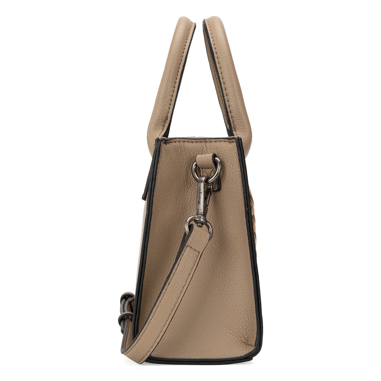 Wrangler Whipstitch PU Leather Mini Tote Crossbody Purse -Khaki